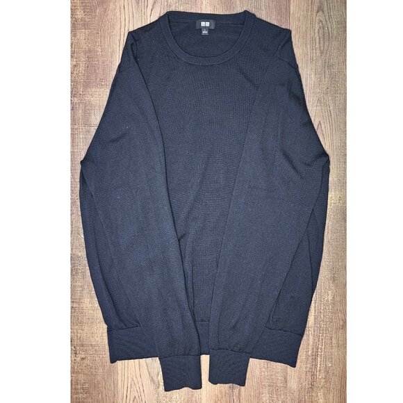 Uniqlo 100% Wool Lightweight Crew Neck Sweater, L, Black - Picture 5 of 8
